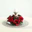 4 Pack 3" Black Red Artificial Silk Rose Flower Candle Ring Wreaths