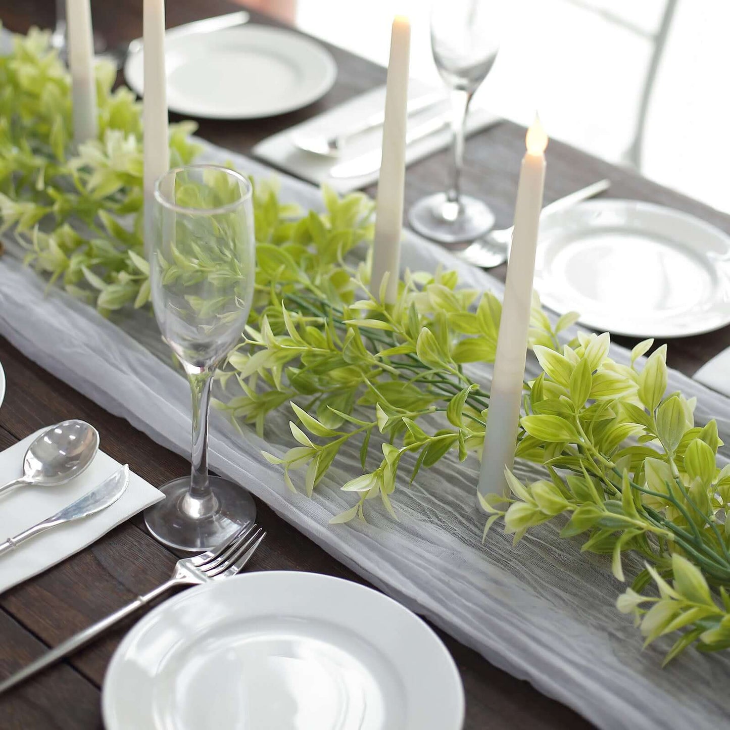 6.5ft Green Artificial Wandering Peperomia Tetragona Leaf Vine, Faux Table Hanging Garland