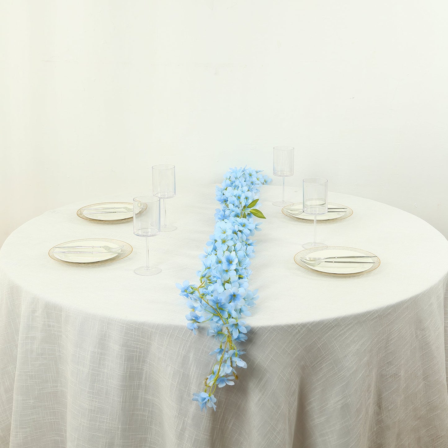 2-Pack Garland String Lights Jasmine Silk Flower Design Blue Warm White - Battery Operated Hanging DÃ©cor 6ft