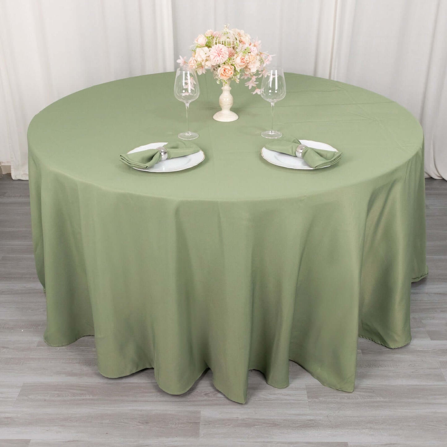 Premium Polyester 120" Round Tablecloth Dusty Sage Green - Seamless 220GSM Wrinkle-Resistant Table Cover