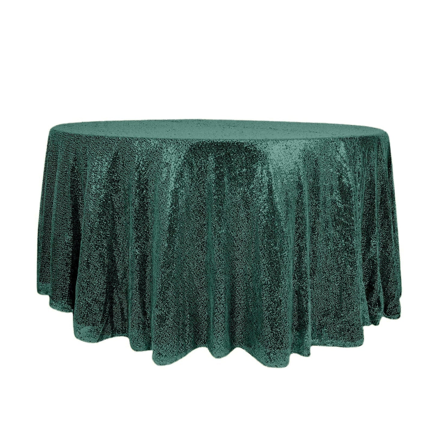 Sequin 120" Round Tablecloth Hunter Emerald Green - Seamless Glittering Table Cover