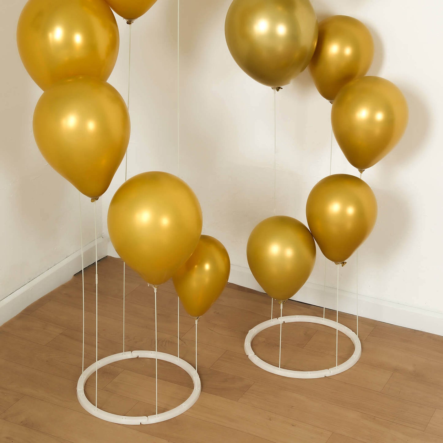2-Pack 3ft Floating Balloon Floor Stand Kit â€“ White Spiral Balloon Holder with Round Base for Party Decorations