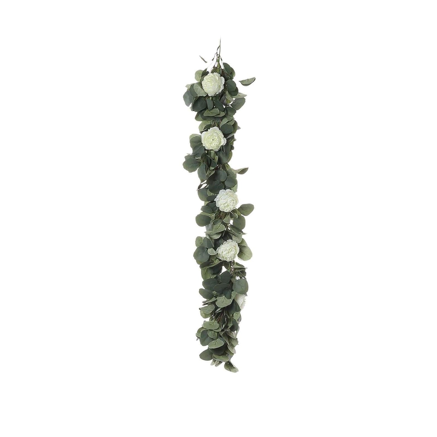 42" Green Artificial Eucalyptus Leaf, Ranunculus Flower Garland Vine