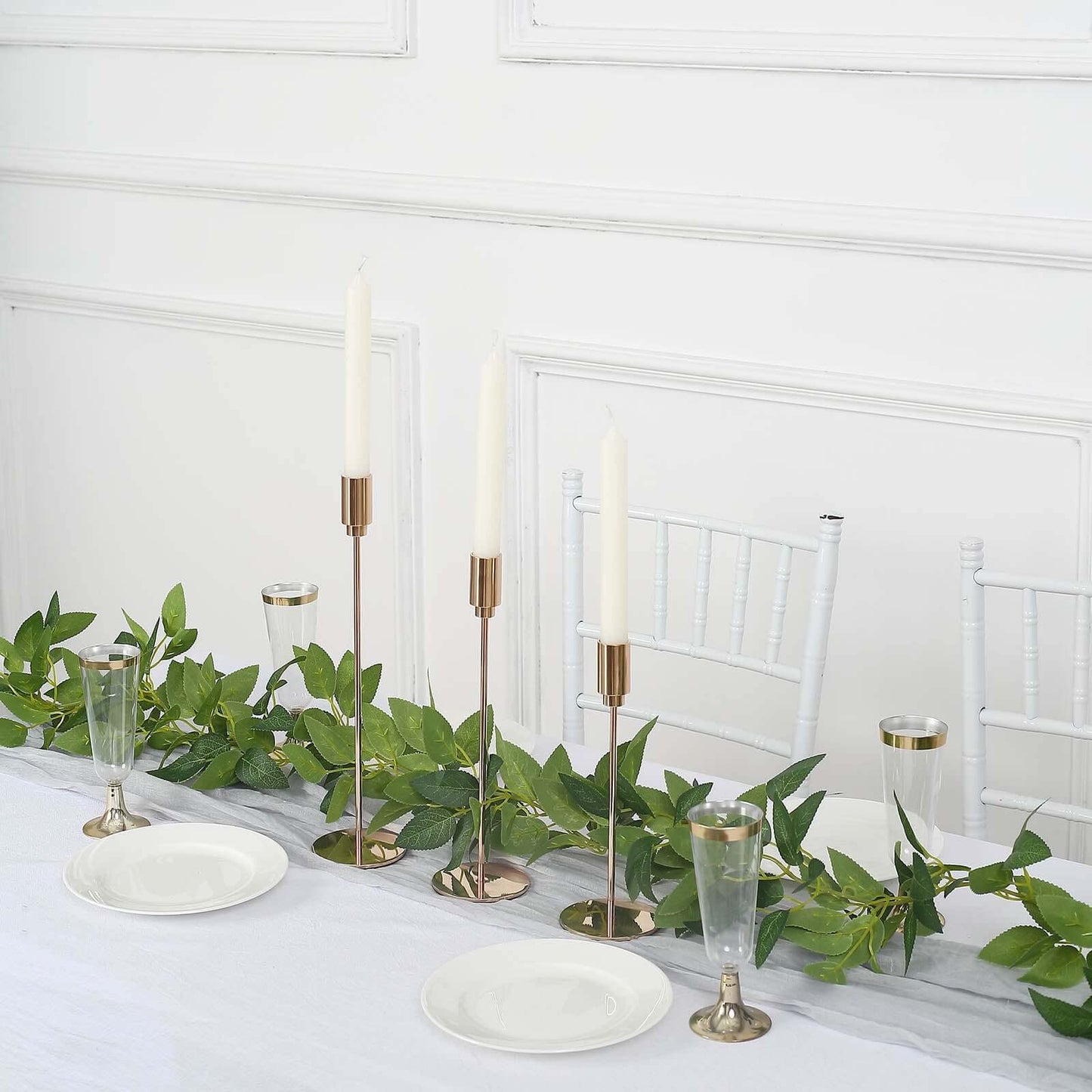 6ft Real Touch Green Artificial Silk Rose Leaf Hanging Vine, Flexible Greenery Table Garland