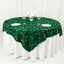 Satin 72"x72" Table Overlay Square Tablecloth Hunter Emerald Green - 3D Rosette Table Cover