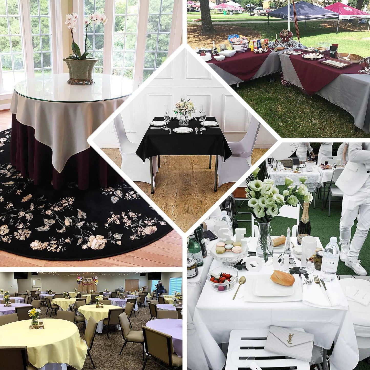 Premium Polyester 54"x54" Square Tablecloth Hunter Emerald Green - 220GSM Stain and Wrinkle-Resistant Table Cover