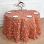 Taffeta 120" Round Tablecloth Terracotta (Rust) | 3D Leaf Petal Design Seamless Table Cover