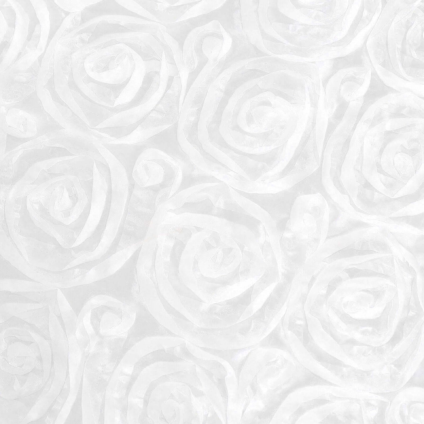 Satin 72"x72" Table Overlay Square Tablecloth White - 3D Rosette Design for Stylish Occasions