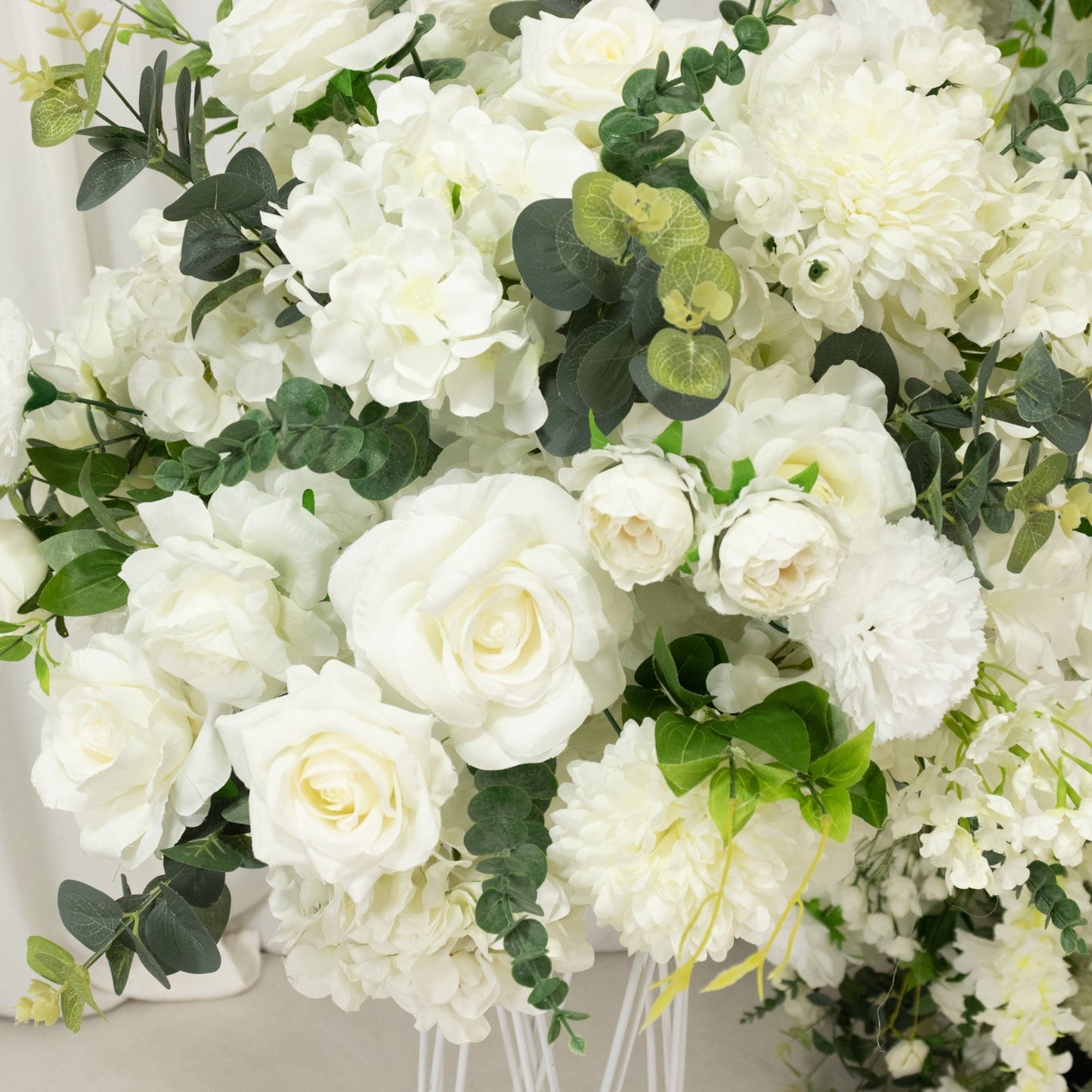 22-Inch White Silk Flower Grand Centerpiece â€“ Pre-Arranged Artificial Rose, Hydrangea & Chrysanthemum Ball for Wedding & Event DÃ©cor