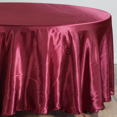 Satin 108" Round Tablecloth Burgundy - Smooth and Lustrous Table Cover