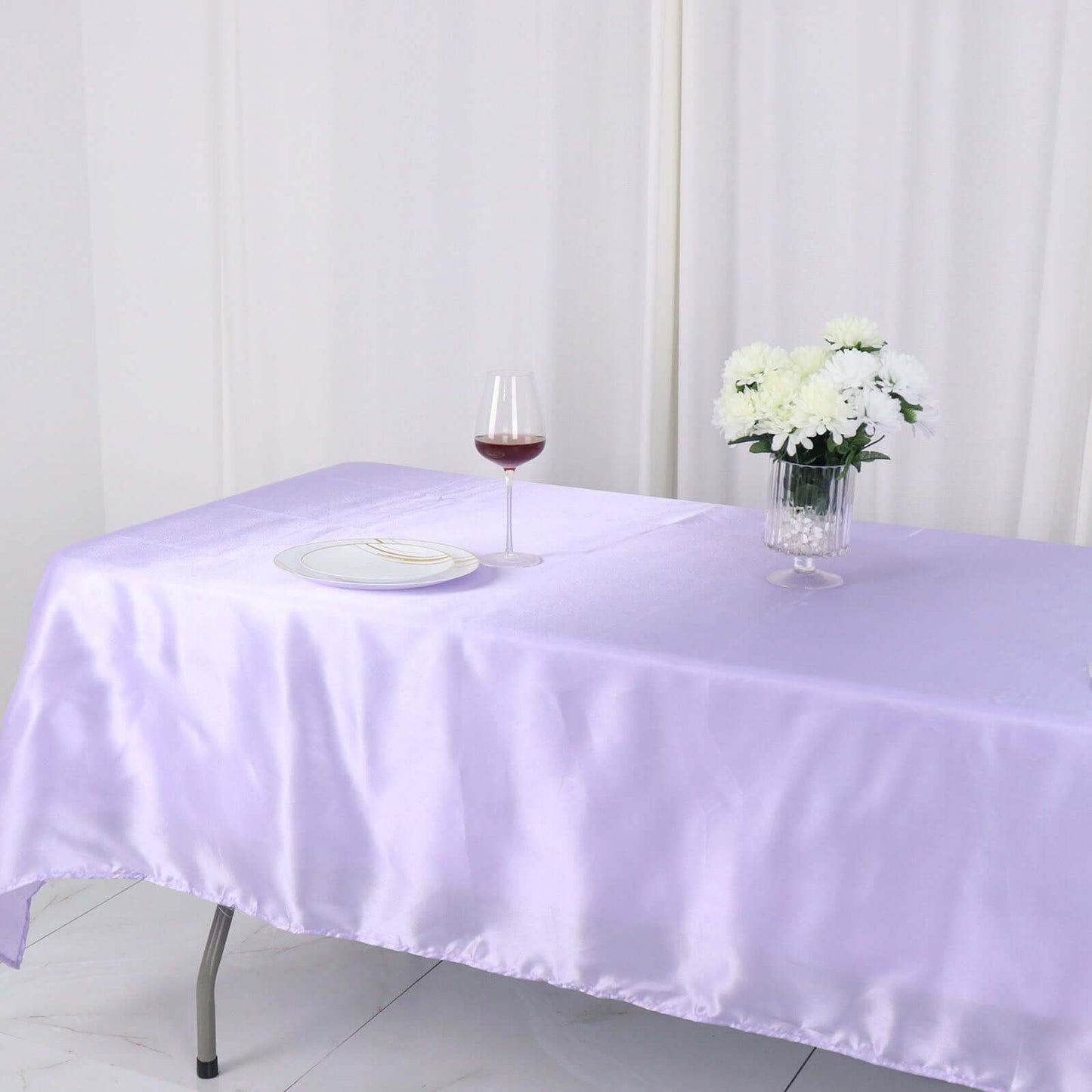 Satin Rectangular 60"x102" Tablecloth Lavender Lilac - Smooth and Lustrous Table Cover