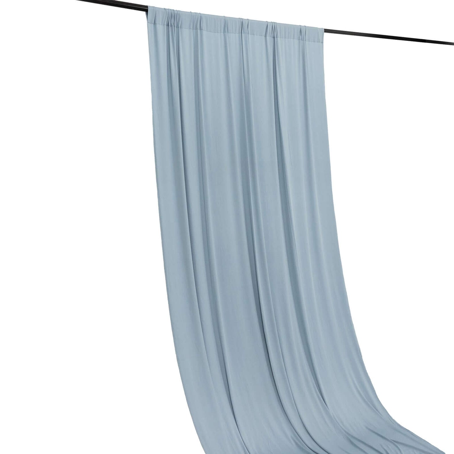 Dusty Blue 4-Way Stretch Spandex Event Curtain Drapes, Wrinkle Free Backdrop Event Panel with Rod Pockets - 5ftx16ft