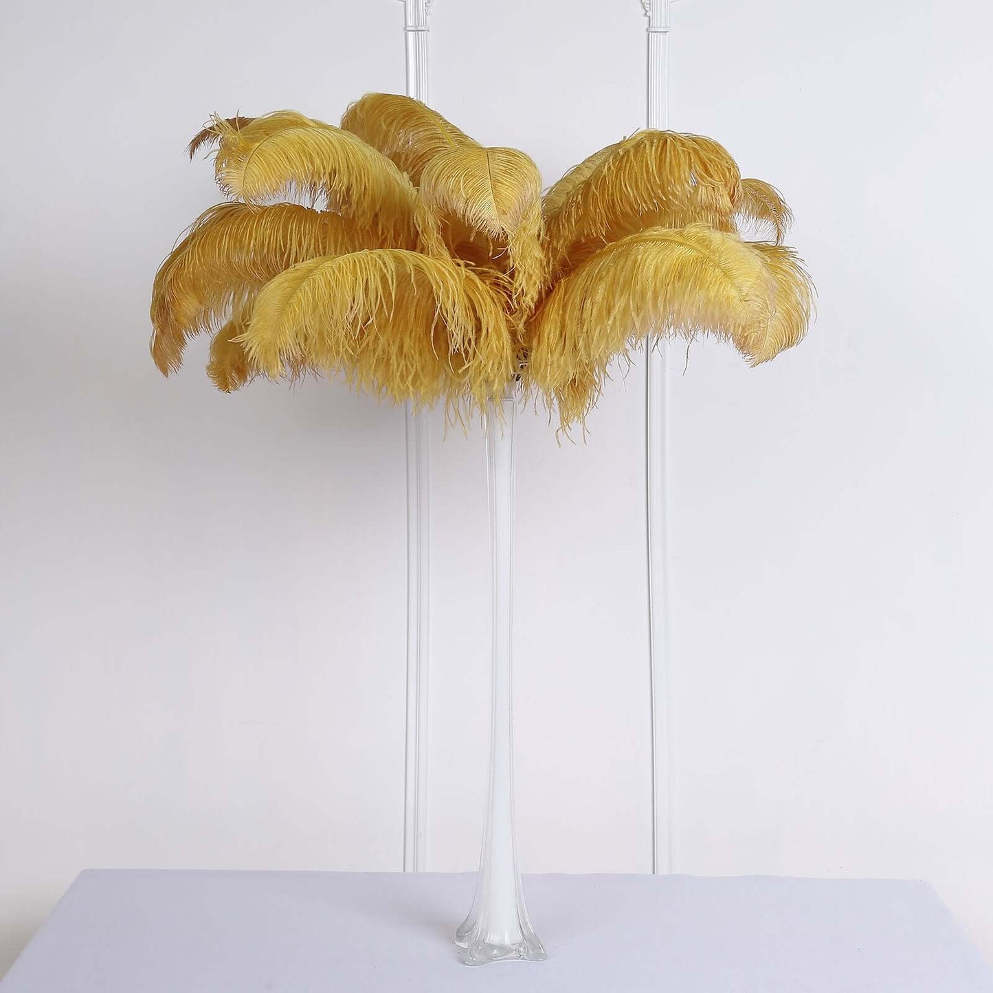 12 Pack Gold Natural Plume Ostrich Feathers Centerpiece Filler - 24"-26"