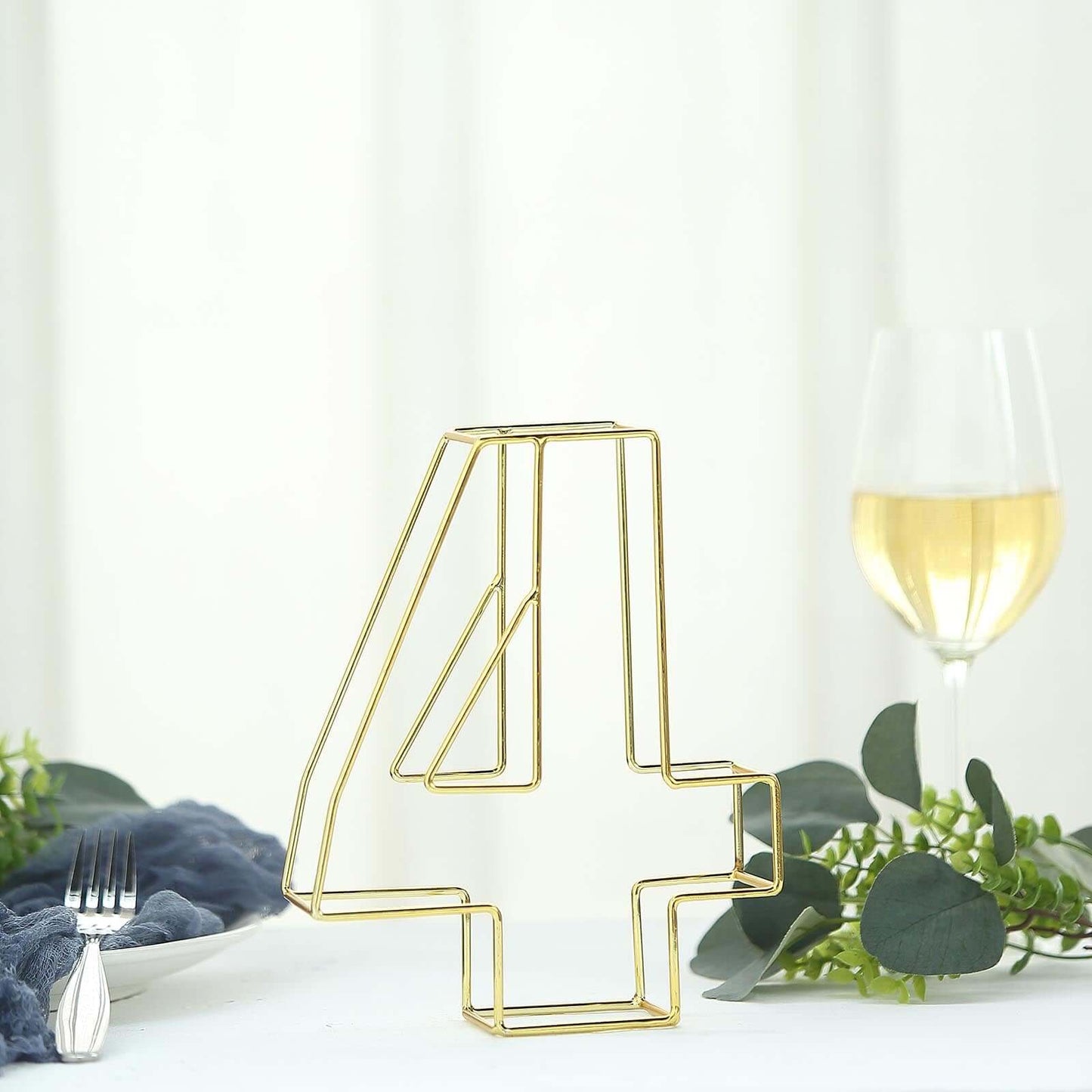 8" Tall Gold Freestanding 3D Decorative Metal Wire Numbers, Wedding Table Numbers -4