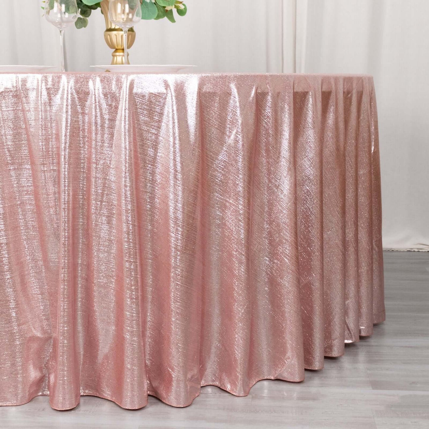 Sequin Dots Polyester Round 120" Tablecloth Shimmering Rose Gold - Wrinkle Free & Sparkling Table Cover