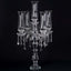5 Arm Crystal Glass Taper Candle Holder Candelabra, Stylish Table Centerpiece With Chandelier Chains 32"