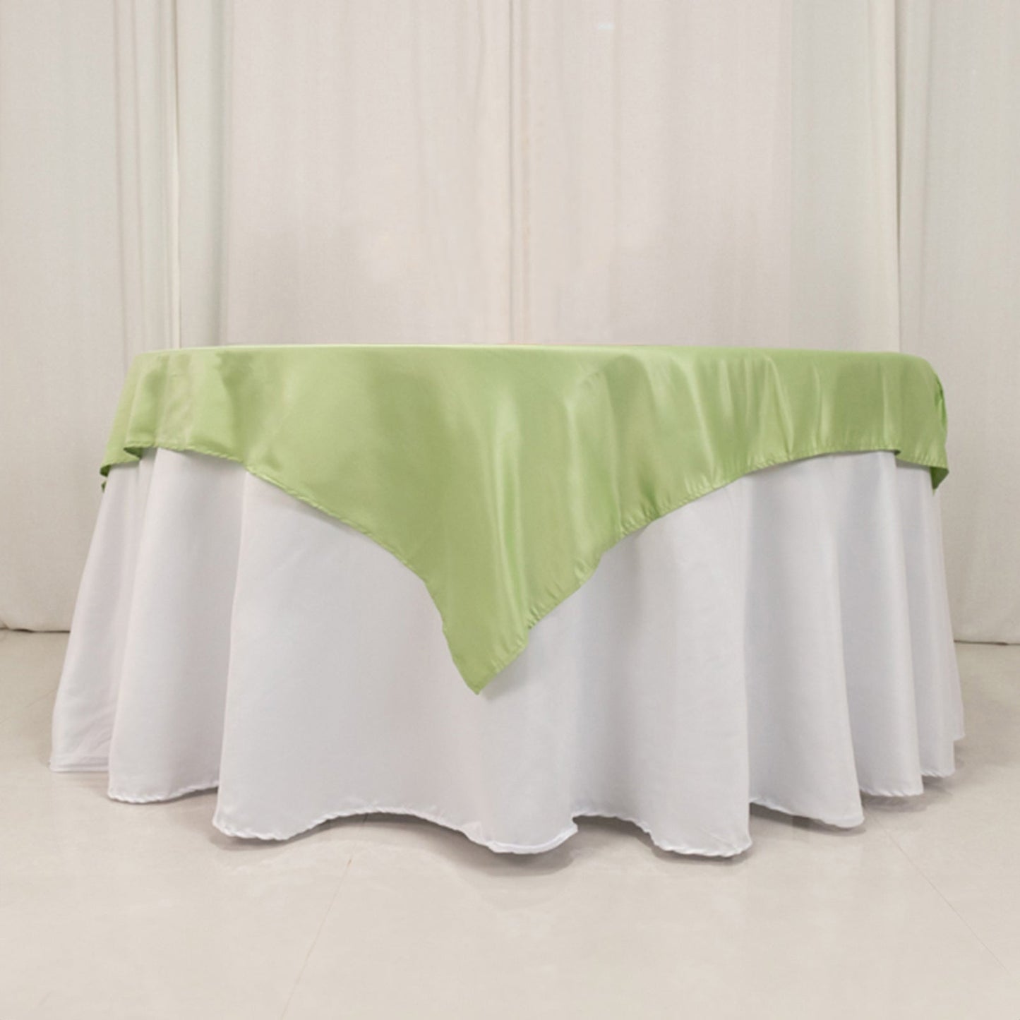 Lamour Satin 54"x54" Table Overlay Square Tablecloth Sage Green - Durable & Silk-Like Table Cover