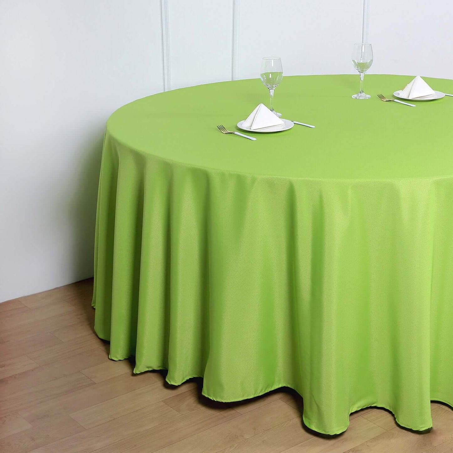 Polyester 120" Round Tablecloth Apple Green - Seamless Wrinkle-Resistant Table Cover