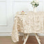 Taffeta 54"x54" Square Tablecloth Beige 3D Leaf Petal Table Cover