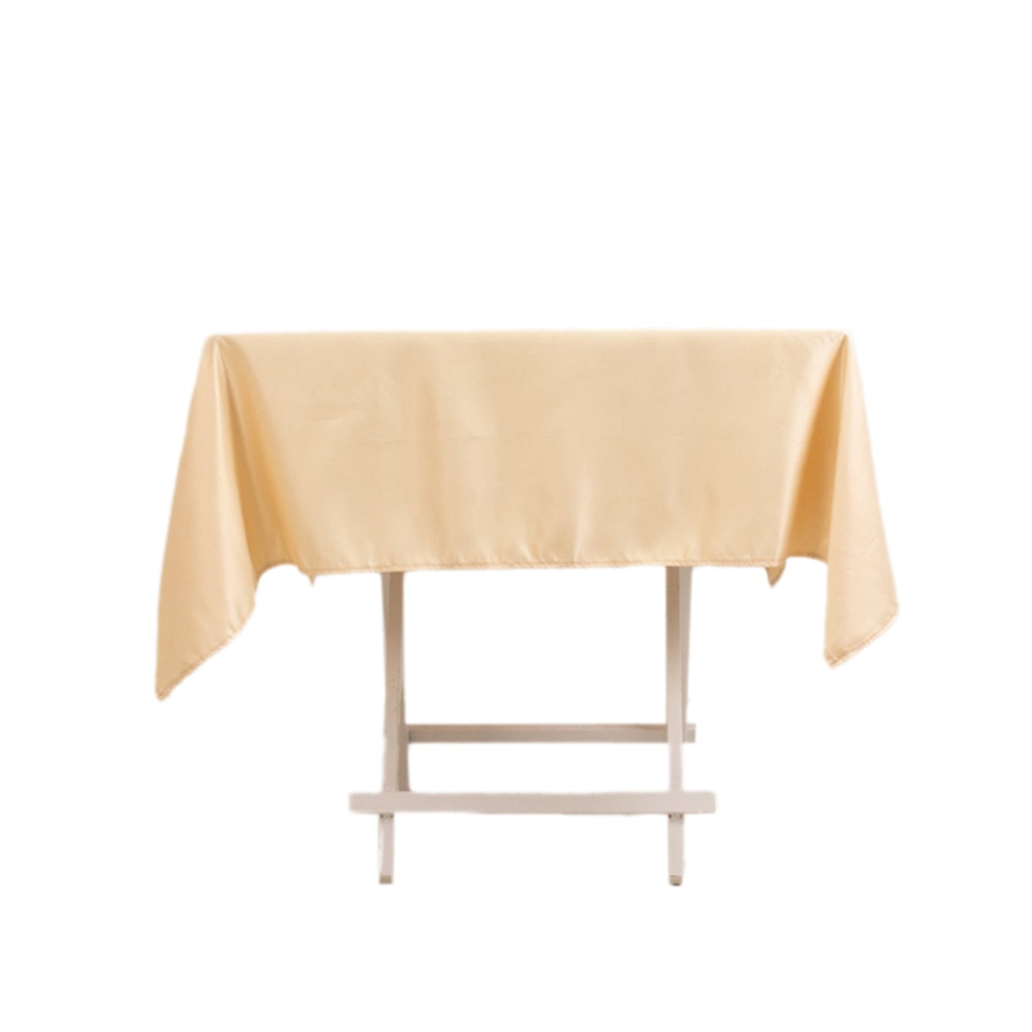 Lamour Satin 54"x54" Square Tablecloth Beige - Durable & Silk-Like Table Cover