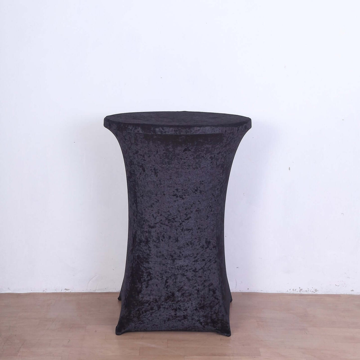 Crushed Velvet Spandex 30" Round Cocktail Table Cover Black Smooth Highboy Tablecloth