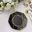 10-Pack Plastic 8" Octagon Dessert Plates in Black - Modern Disposable Salad/Appetizer Plates with Gold Geometric Design for Special Occasions & Celebrations