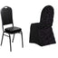 Satin Rosette Chair Cover for Banquet Chairs Black - Stretch Fitted Slip-On Slipcover