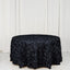 Satin 120" Round Tablecloth Black - Grandiose 3D Rosette with Seamless Finish Table Cover