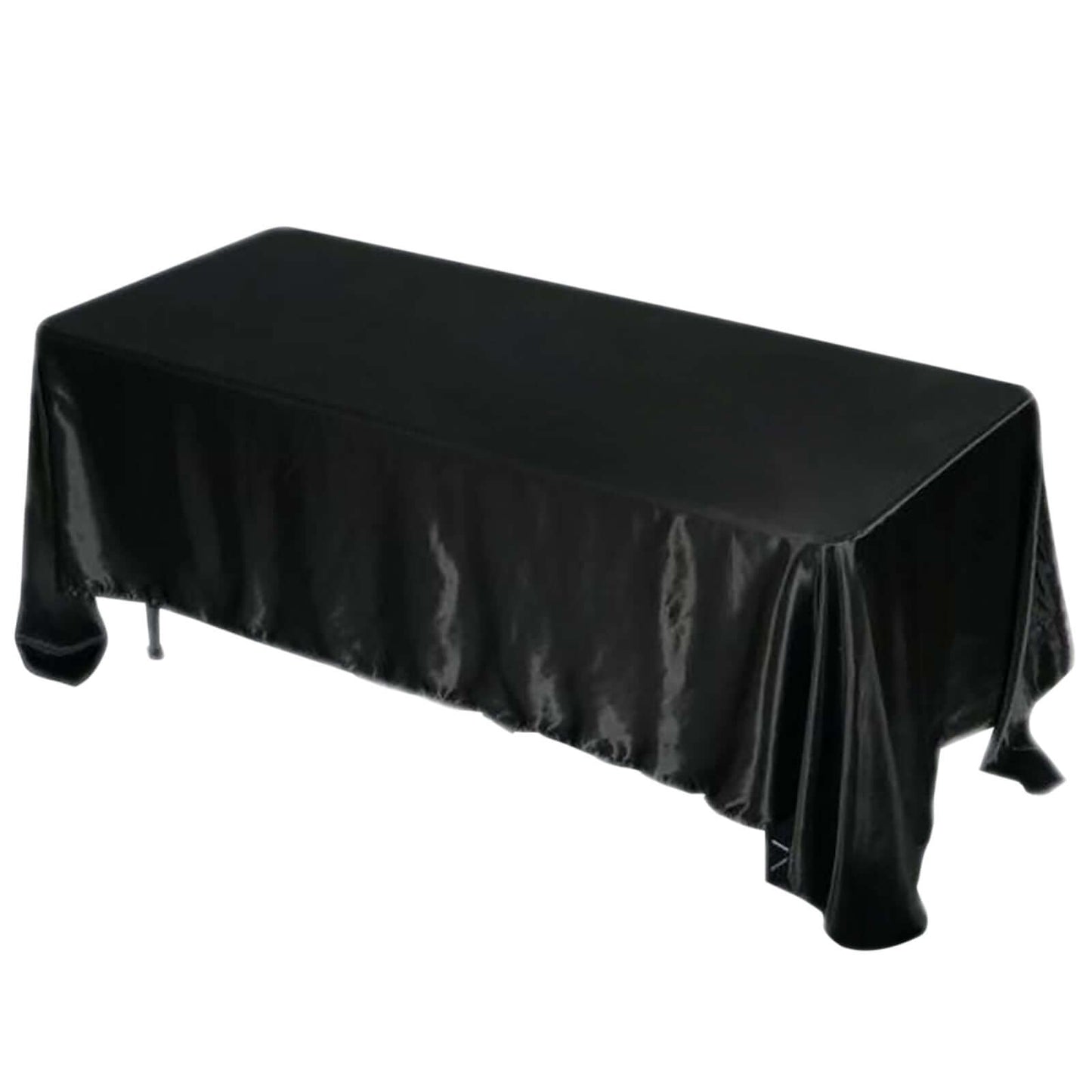 Satin Rectangular 72"x120" Tablecloth Black - Smooth & Easy to Maintain Table Cover