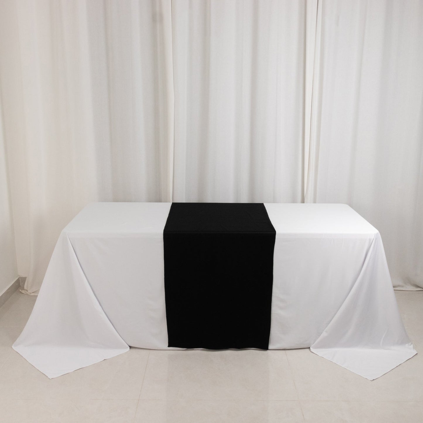 Scuba Polyester 24"x72" Wide Table Runner Black - Wrinkle-Free Table Linen