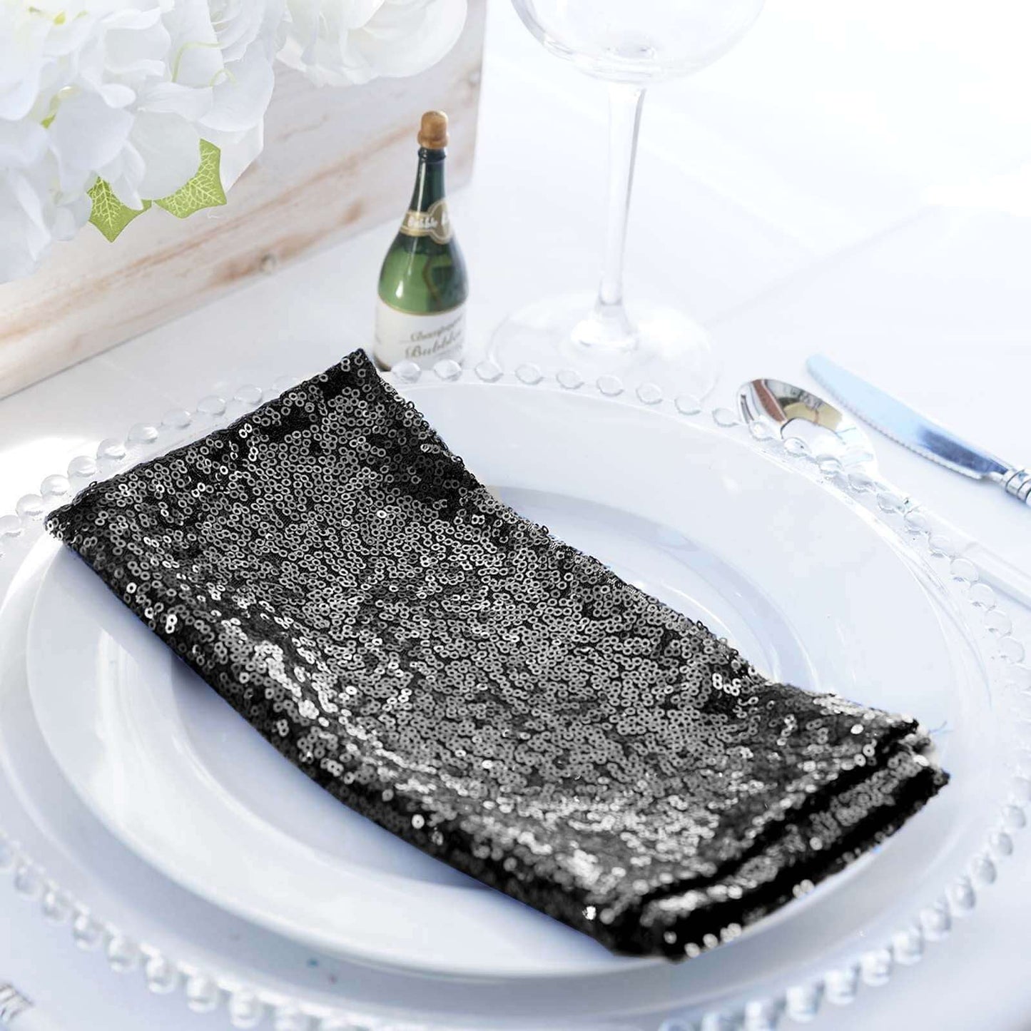 Sequin 20"x20" Napkin Black - Shimmering Dinner Napkin