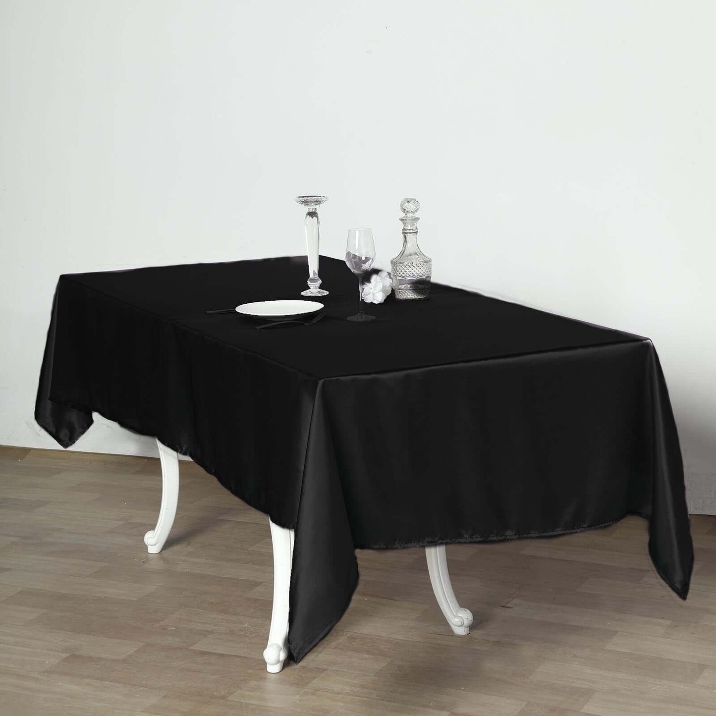 Satin Rectangular 60"x102" Tablecloth Black - Smooth and Lustrous Table Cover