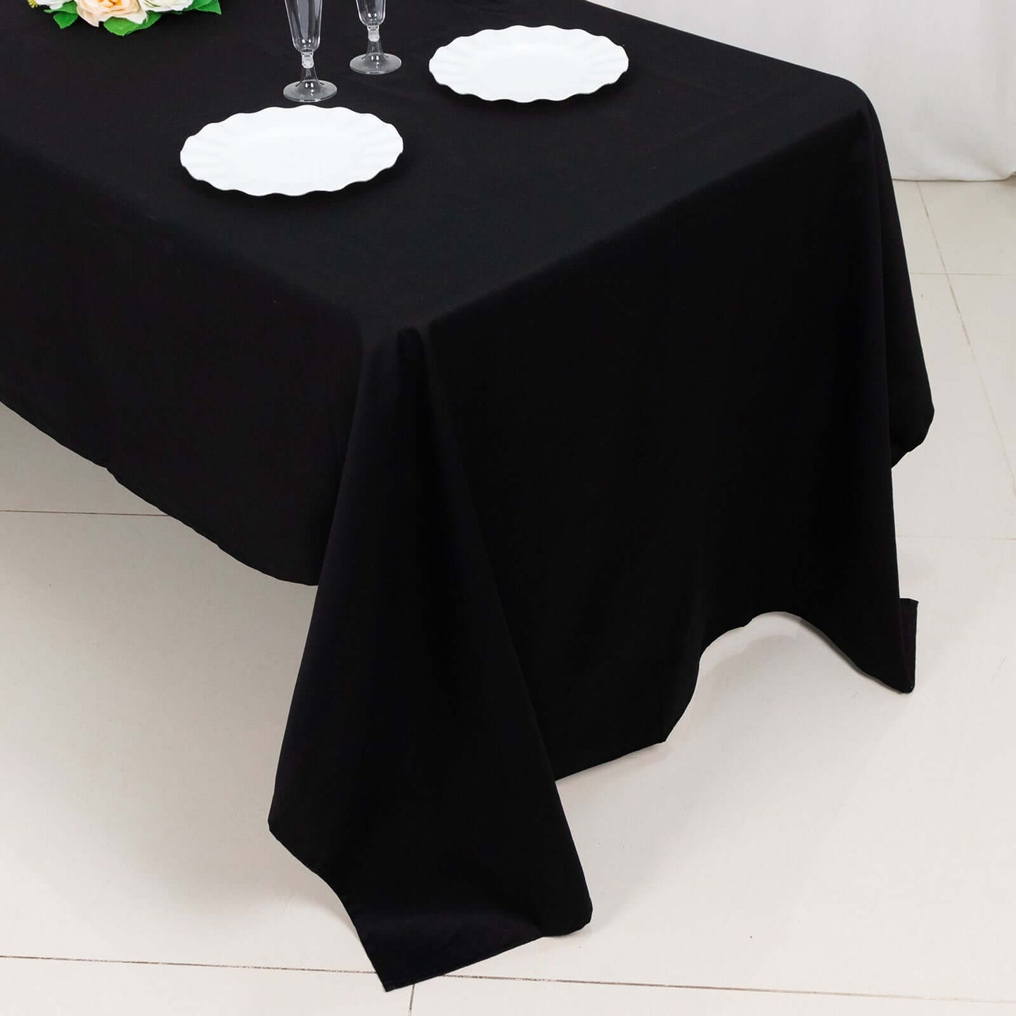 100% Cotton 60"x126" Rectangle Tablecloth Black Linen - Sophisticated, Soft & Breathable Table Cover