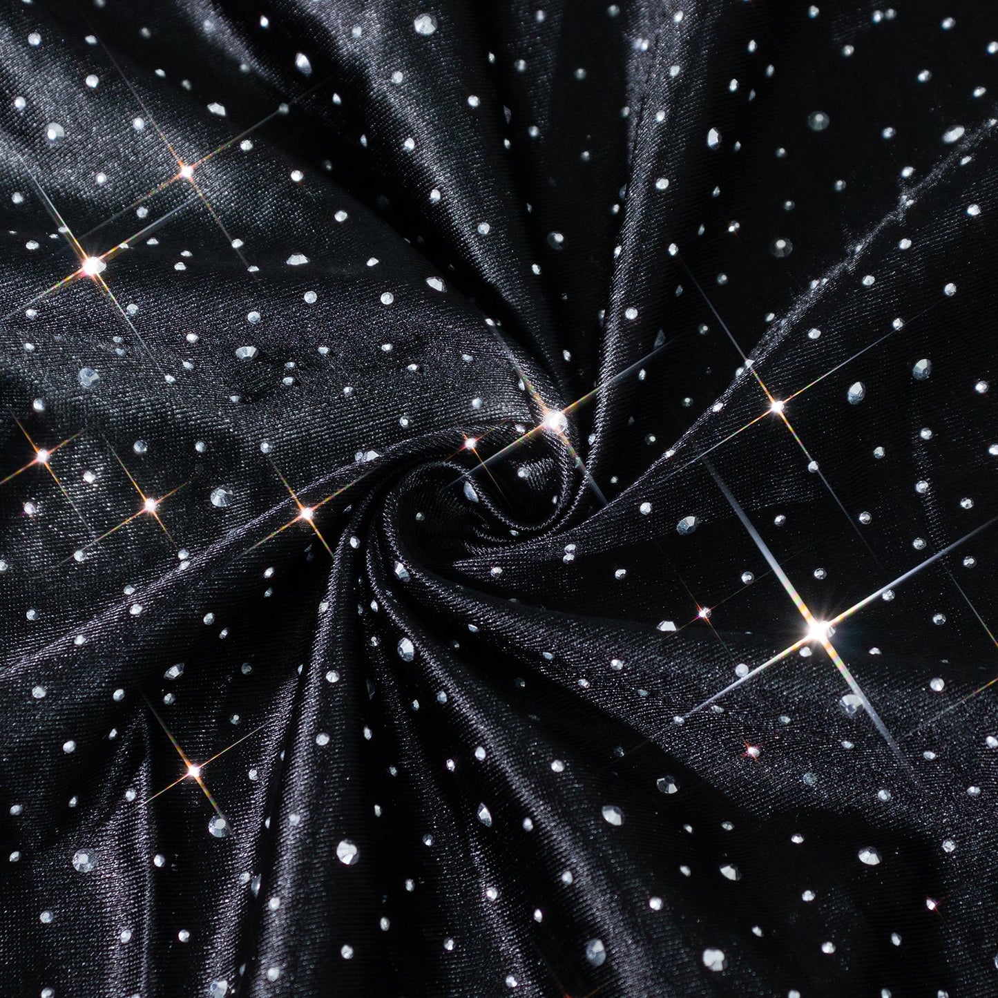 Scuba Rectangular Tablecloth 90"Ã—156" Black with Rhinestone Accents â€“ Seamless, Wrinkle-Free, Stain-Resistant Event Linen