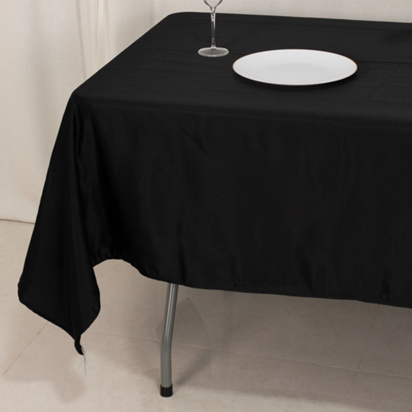 Lamour Satin 60"x102" Rectangle Tablecloth Black - Durable & Silky Soft Feel Table Cover for Weddings & Banquets