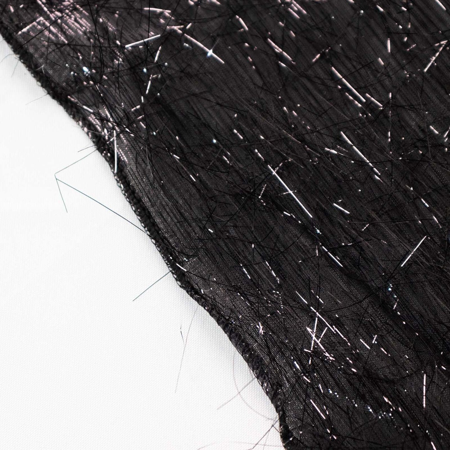 Polyester 120" Round Black Tablecloth Metallic Fringe Shag Tinsel Table Cover