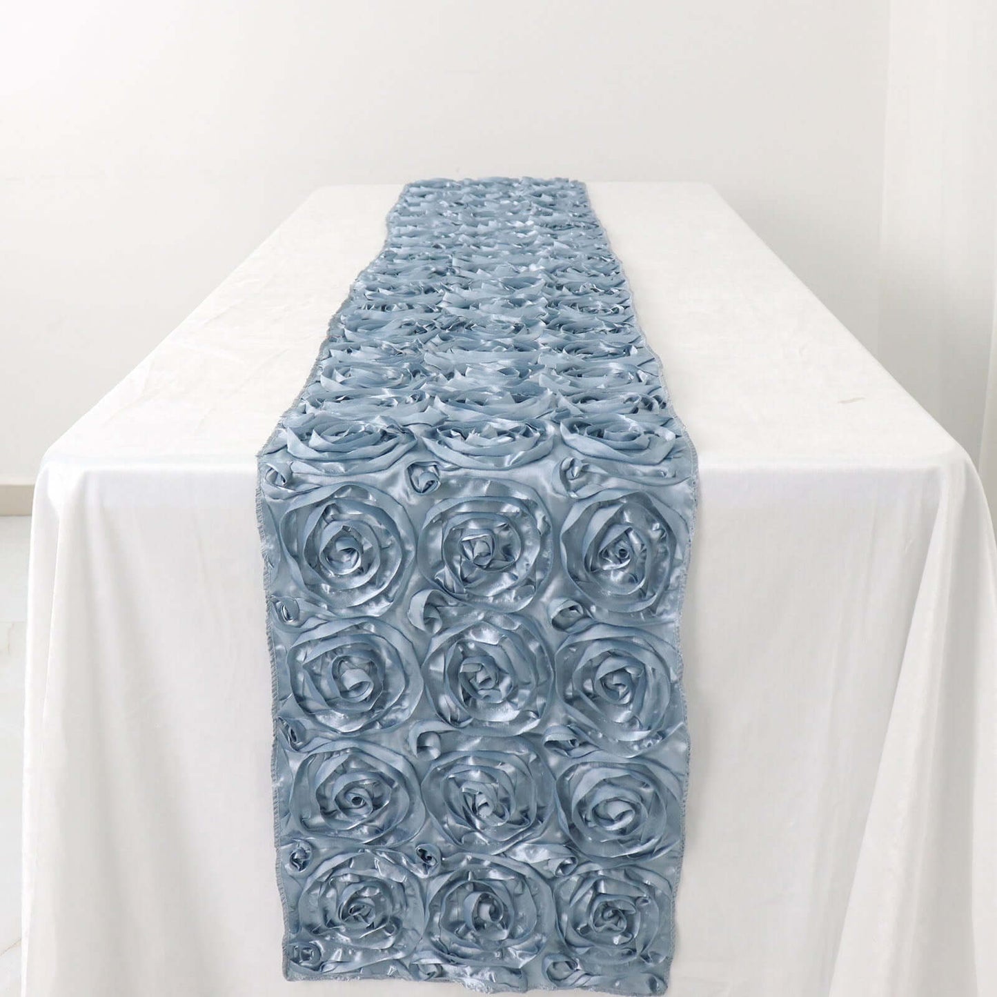 Rosette Satin 14"x108" Table Runner Dusty Blue - Grandiose Design