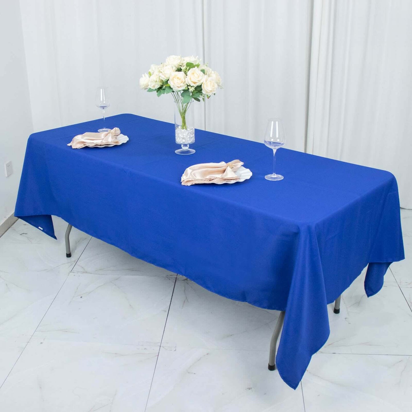 Premium Polyester 60"x102" Rectangle Tablecloth Royal Blue - Durable 220GSM Wrinkle-Resistant Table Cover