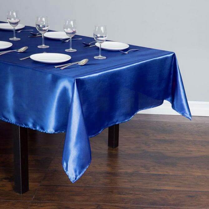 Satin Rectangular 60"x102" Tablecloth Royal Blue - Smooth and Lustrous Table Cover