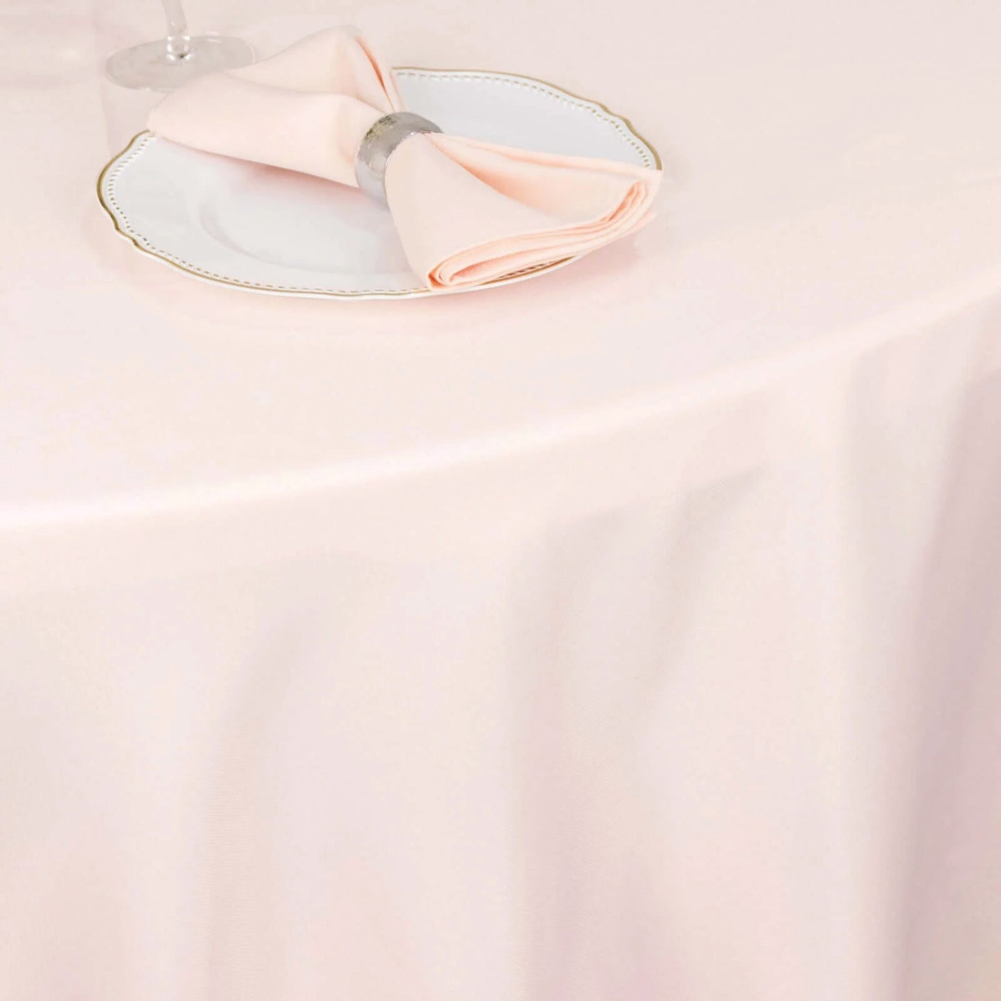 Premium Polyester 108" Round Tablecloth Blush - Wrinkle-Resistant 220GSM Table Cover