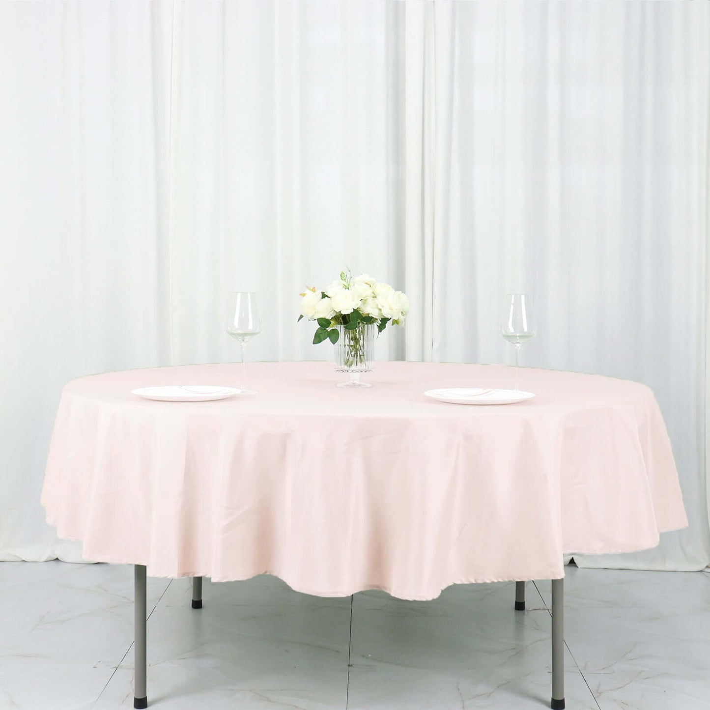 Polyester 90" Round Tablecloth Blush - Stain & Wrinkle-Resistant Table Cover