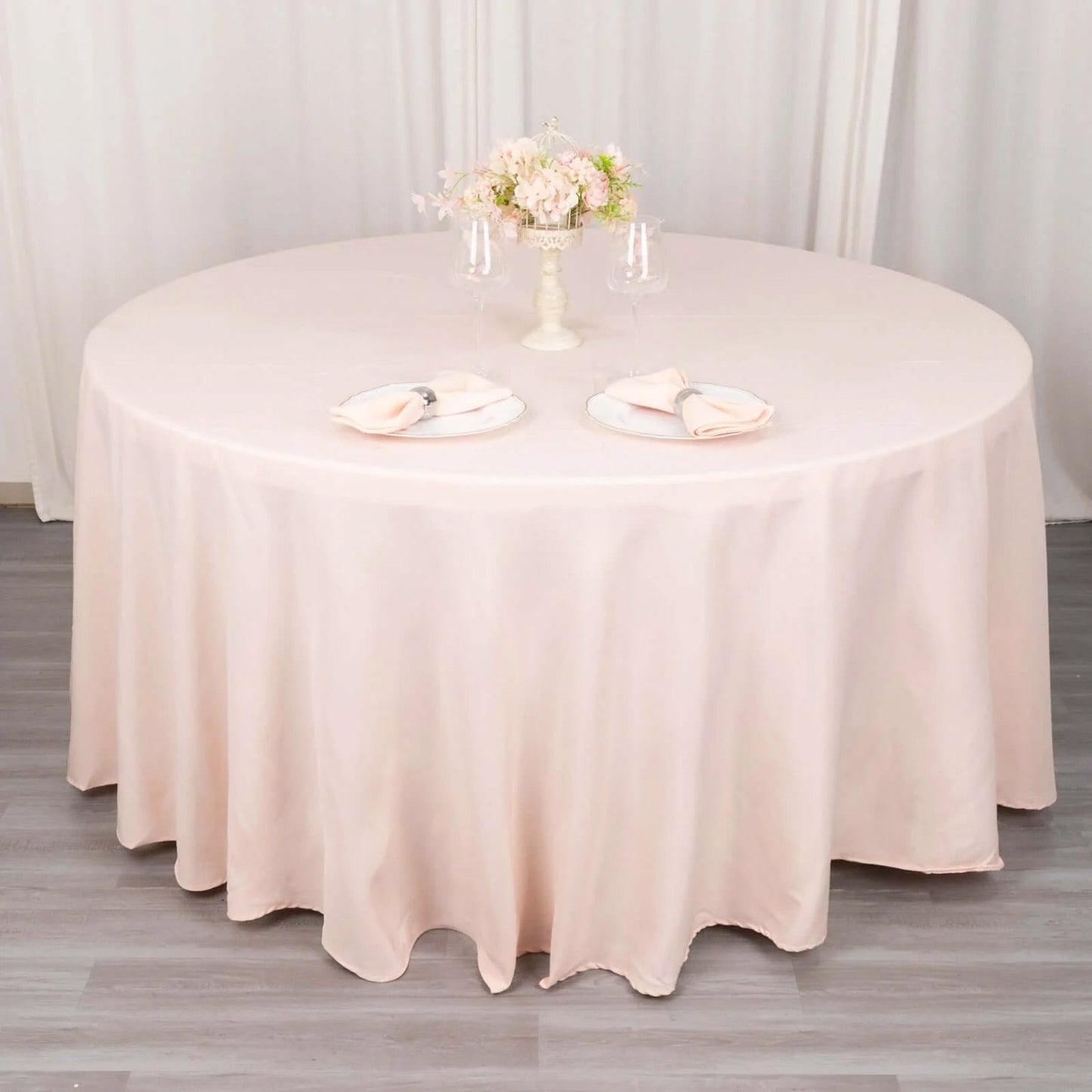 Premium Polyester 120" Round Tablecloth Blush - Seamless 220GSM Wrinkle-Resistant Table Cover