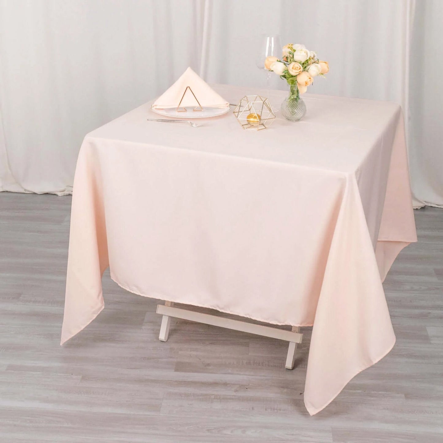 Premium Polyester Square Tablecloth 70"x70" Blush 220GSM Wrinkle-Resistant Table Cover