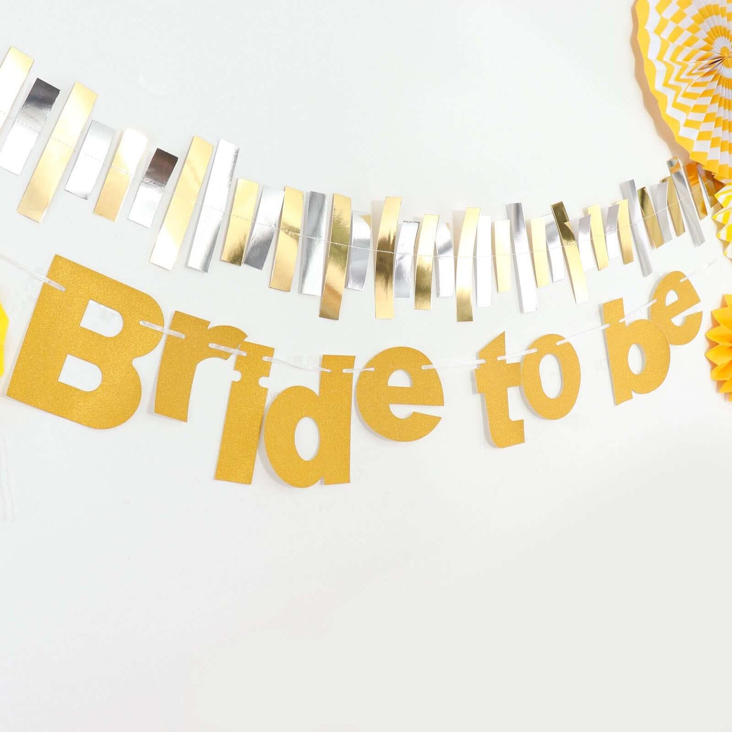 3.5ft Gold Glittered Bride To Be Paper Hanging Bridal Shower Garland Banner, Bachelorette Party Banner