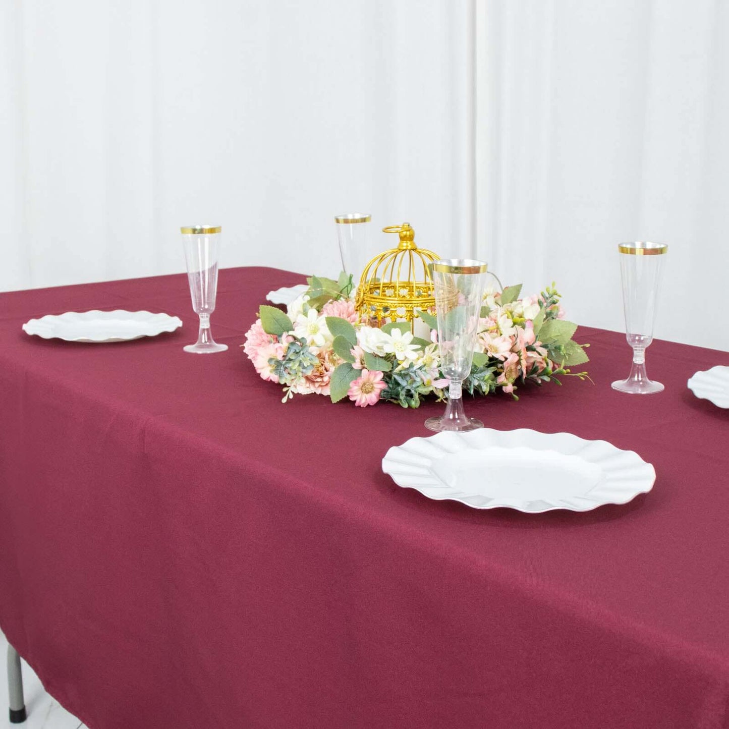 Premium Polyester 60"x102" Rectangle Tablecloth Burgundy - Durable 220GSM Wrinkle-Resistant Table Cover