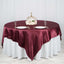 Satin 90"x90" Table Overlay Square Tablecloth Burgundy - Smooth Finish Table Topper