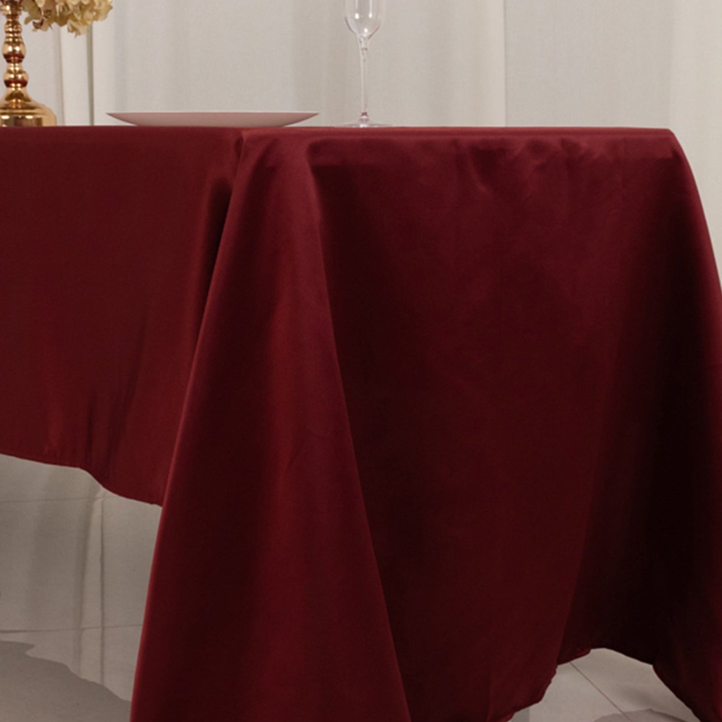 Lamour Satin 60"x126" Rectangle Tablecloth Burgundy - Soft & Silk-Like Table Cover