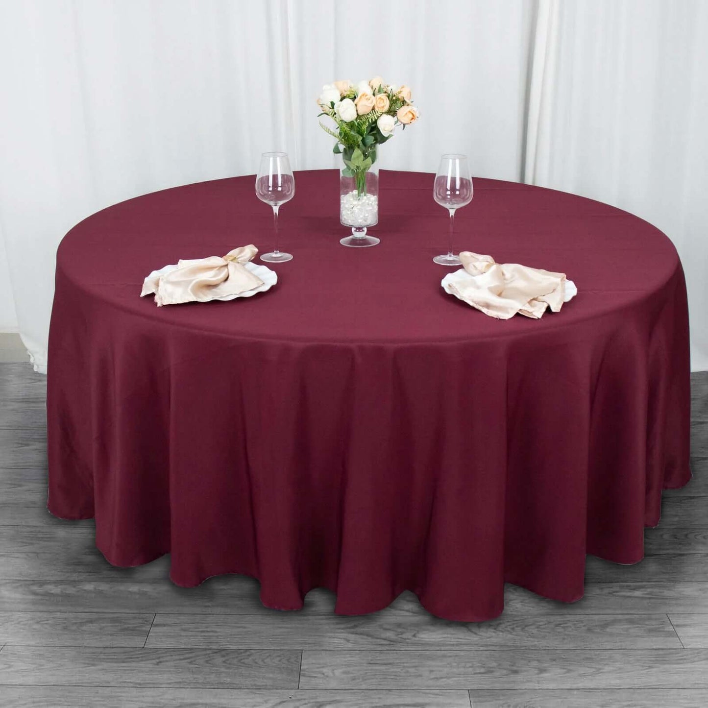 Premium Polyester 108" Round Tablecloth Burgundy - Wrinkle-Resistant 220GSM Table Cover