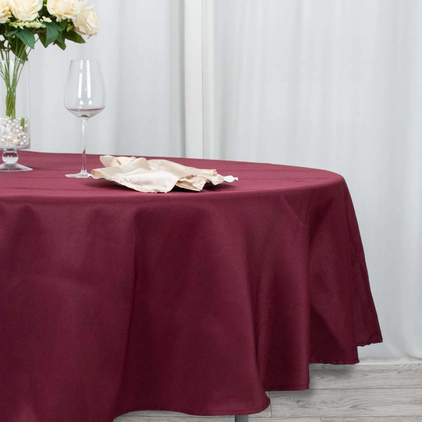Premium Polyester 90" Round Tablecloth Burgundy - Stain and Wrinkle-Resistant Design with 220GSM Thickness Table Cover