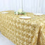 Satin 90"x132" Rectangle Tablecloth Champagne - Grandiose 3D Rosette Seamless Table Cover